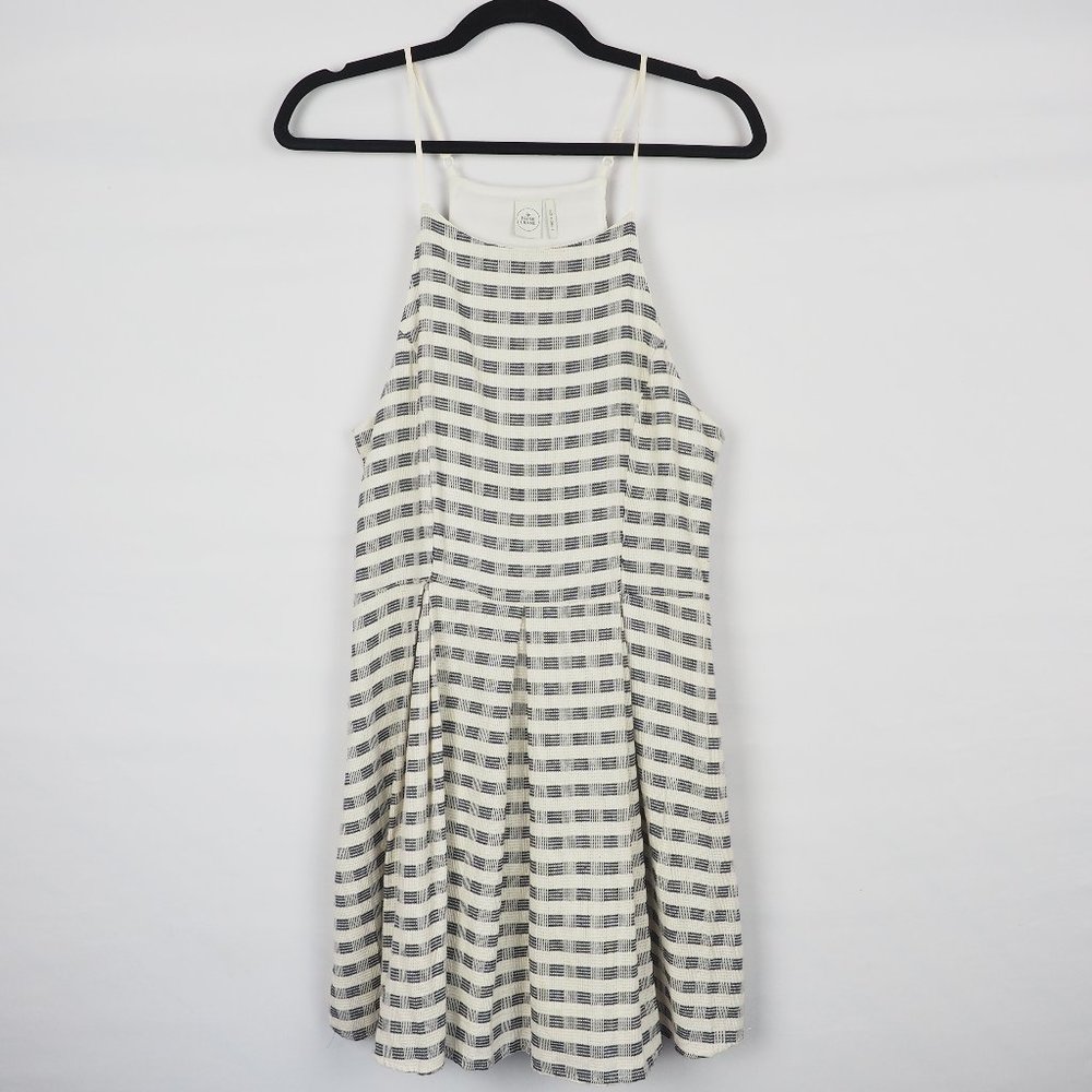 Paper Crane Sleeveless Plaid Dress Cream Blue S
